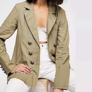 Free People Victoria Military Lace Black Blazer Size Medium NWT